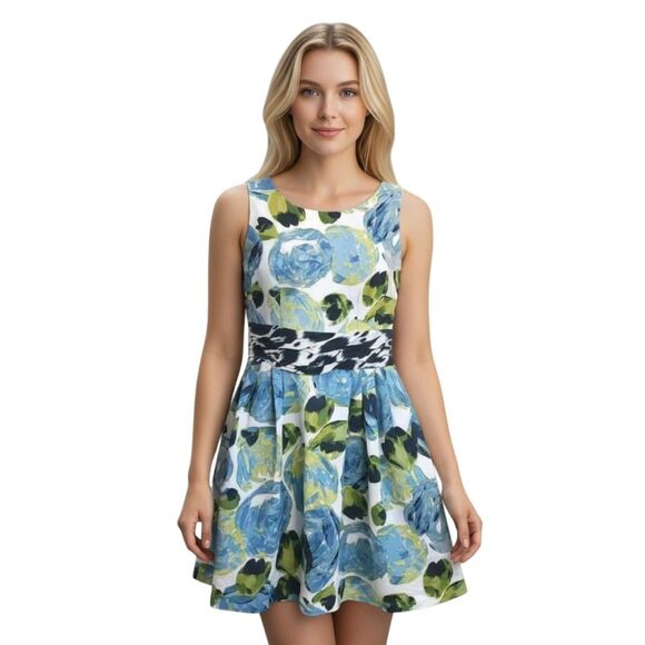 Just Taylor Silk Blend Floral Fit And Flare Dress - Picture 1 of 8